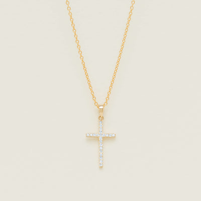 9ct Yellow Gold Diamond Cross Pendant - Necklace - Walker & Hall