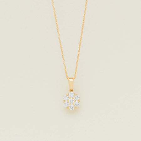 18ct Yellow Gold 1.20ct Diamond Lotus Pendant - Necklace - Walker & Hall
