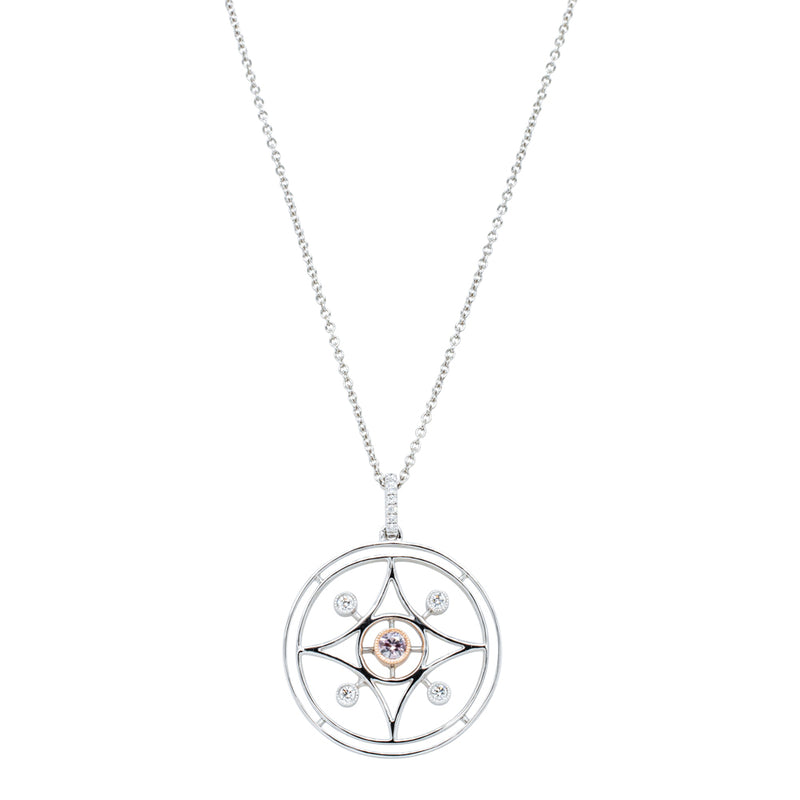18ct White Gold .10ct Pink Diamond Necklace-Necklace-Walker & Hall