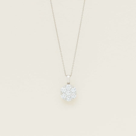 18ct White Gold 2.00ct Diamond Lotus Pendant - Necklace - Walker & Hall