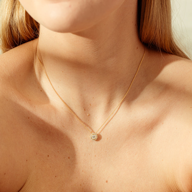 18ct Yellow Gold .67ct Reclaimed Diamond Isla Pendant-Necklace-Walker & Hall