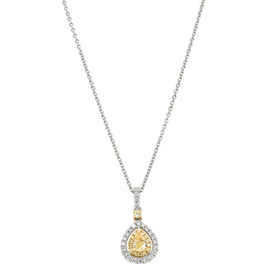 18ct White & Yellow Gold .33ct Yellow Diamond Pendant-Necklace-Walker & Hall