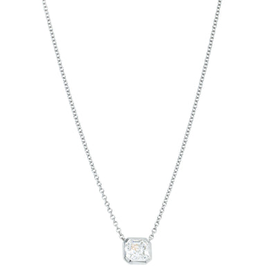 18ct White Gold .95ct Asscher Diamond Natalia Pendant-Necklace-Walker & Hall