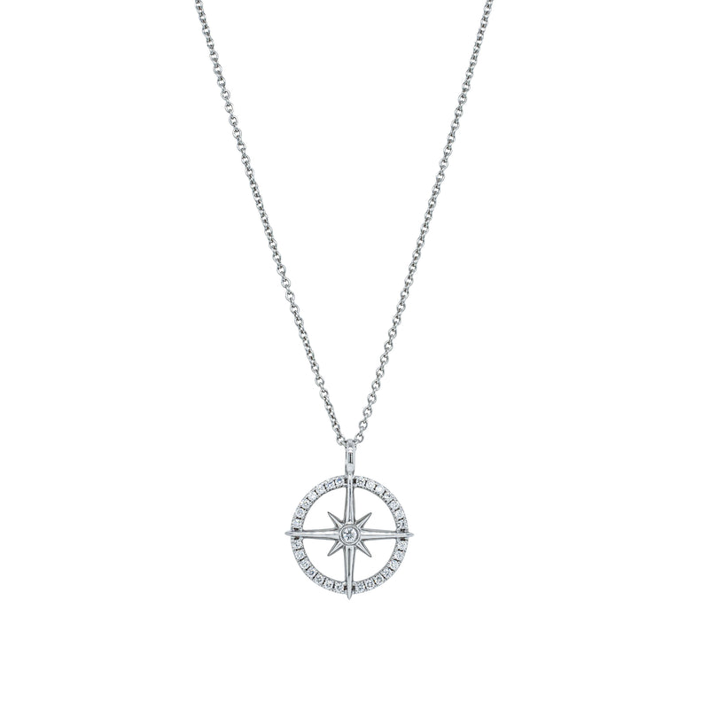 18ct White Gold Polaris Star Necklace-Necklace-Walker & Hall