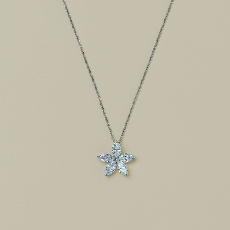 18ct White Gold 2.09ct Diamond Jasmine Star Pendant - Necklace - Walker & Hall