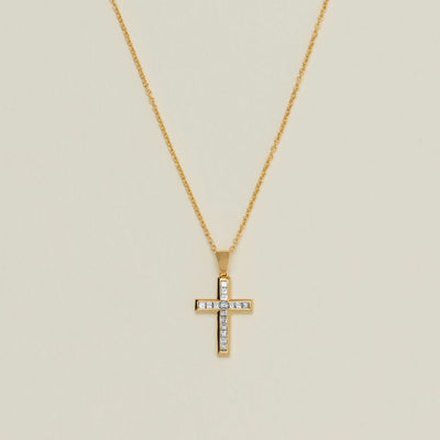 18ct Yellow Gold .30ct Diamond Cross Pendant - Necklace - Walker & Hall