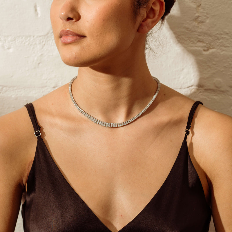 Deja Vu Platinum 10.00ct Diamond Graduated Necklace