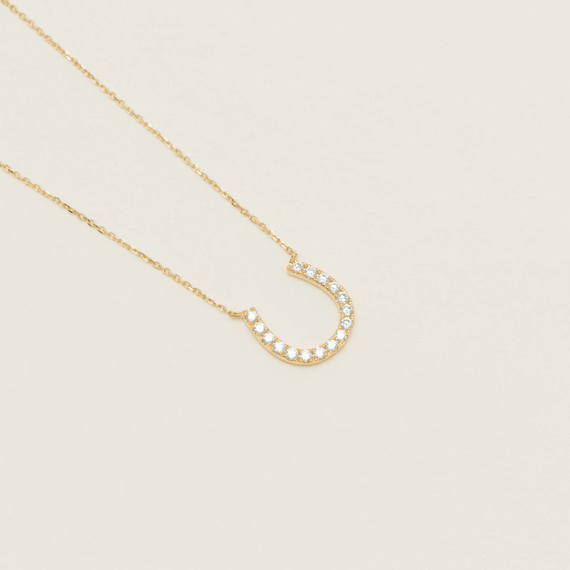 9ct Yellow Gold Diamond Horseshoe Pendant - Necklace - Walker & Hall