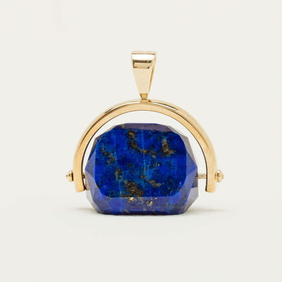 9ct Yellow Gold Lapis Spinner Pendant - Necklace - Walker & Hall