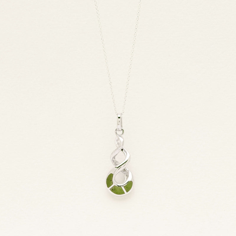 Sterling Silver NZ Greenstone Twist Pendant - Necklace - Walker & Hall