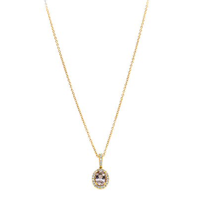 18ct Yellow Gold Morganite & Diamond Mini Sierra Pendant-Necklace-Walker & Hall
