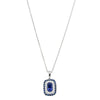 18ct White Gold 1.18ct Sapphire & Diamond Halo Pendant-Necklace-Walker & Hall