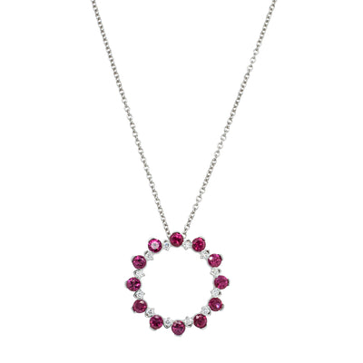 18ct White Gold 1.42ct Ruby & Diamond Pendant-Necklace-Walker & Hall