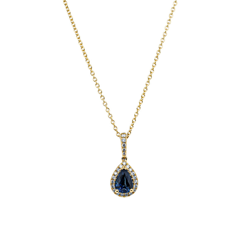 18ct Yellow Gold 1.01ct Sapphire & Diamond Mini Sierra Pendant-Necklace-Walker & Hall