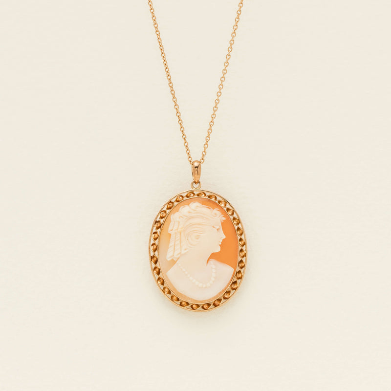 Deja Vu 9ct Rose Gold Cameo With Decorative Border Pendant - Necklace - Walker & Hall