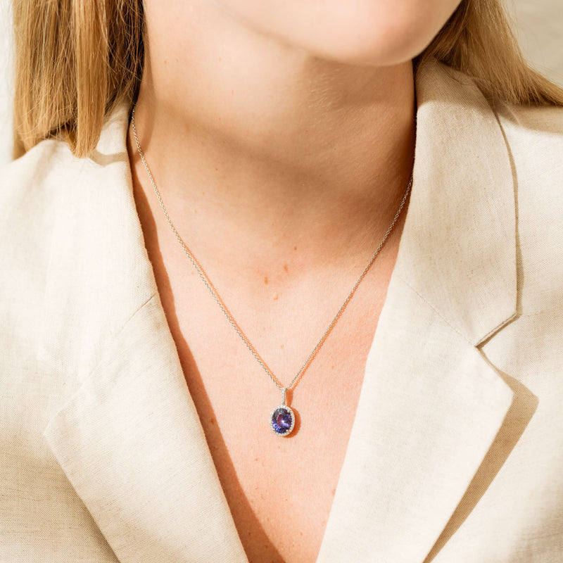18ct White Gold 2.65ct Tanzanite & Diamond Sierra Pendant-Necklace-Walker & Hall