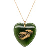 Vintage 9ct Yellow Gold Greenstone Kia Ora Heart Pendant - Necklace - Walker & Hall