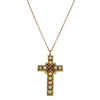 Vintage 18ct Yellow Gold Ruby & Pearl Cross Pendant - Necklace - Walker & Hall