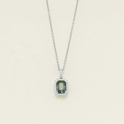 18ct White Gold 2.04ct Green Sapphire & Diamond Nina Pendant - Necklace - Walker & Hall