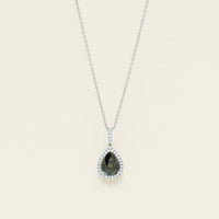 18ct White Gold 2.73ct Green Sapphire Sierra Pendant - Necklace - Walker & Hall
