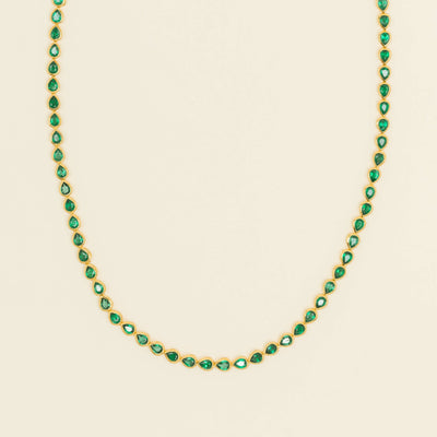 18ct Yellow Gold 12.72ct Pear Emerald Natalia Necklace - Necklace - Walker & Hall