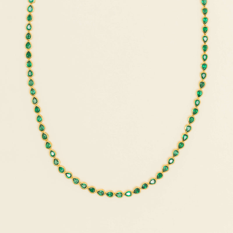 18ct Yellow Gold 12.72ct Pear Emerald Natalia Necklace - Necklace - Walker & Hall