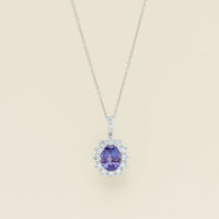 18ct White Gold 2.35ct Tanzanite & Diamond Belle Pendant