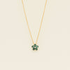 18ct Yellow Gold Emerald Forget-Me-Not Flower Pendant
