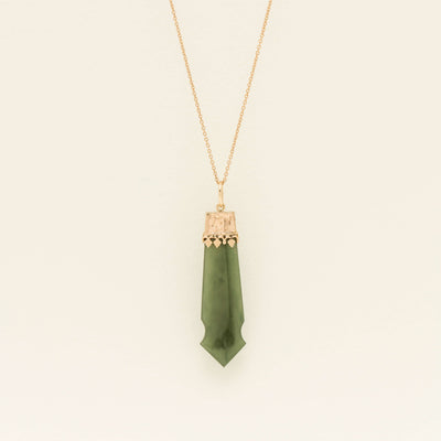 Vintage 9ct Rose Gold Greenstone Ornate Pendant