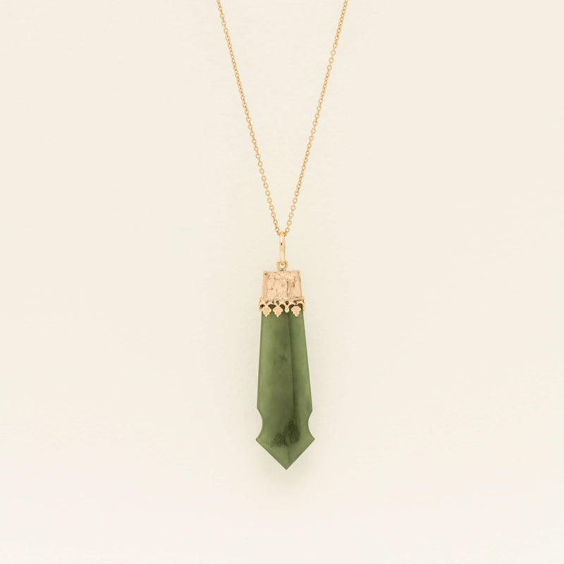 Vintage 9ct Rose Gold Greenstone Ornate Pendant