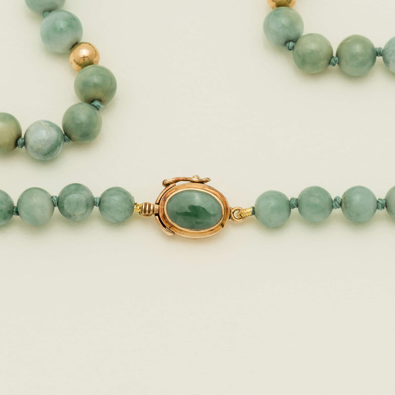 Deja Vu 14ct Yellow Gold & Dyed Jade Bead Necklace - Necklace - Walker & Hall