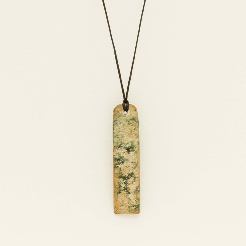 NZ Greenstone Flower Roimata Pendant on Black Cord - Necklace - Walker & Hall