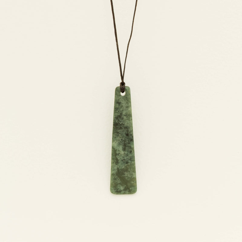 NZ Greenstone 65.9mm Roimata Pendant on Black Cord - Necklace - Walker & Hall