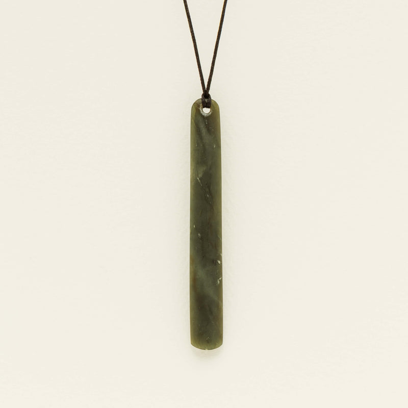 NZ Greenstone 86.8mm Roimata Pendant on Black Cord - Necklace - Walker & Hall