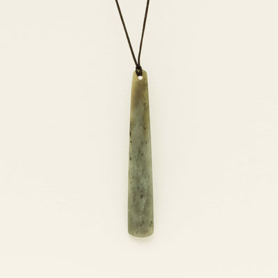 NZ Greenstone 80.9mm Roimata Pendant on Black Cord - Necklace - Walker & Hall
