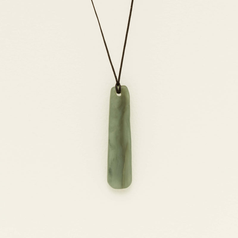 NZ Greenstone 60.7mm Roimata Pendant on Black Cord - Necklace - Walker & Hall