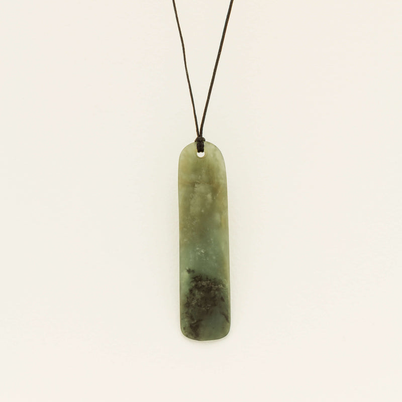 NZ Greenstone 66.7mm Roimata Pendant on Black Cord - Necklace - Walker & Hall