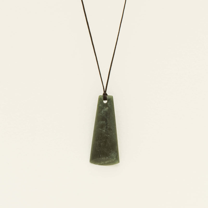 NZ Greenstone 48.3mm Toki Pendant on Black Cord - Necklace - Walker & Hall