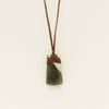 NZ Greenstone 39.2mm Toki Pendant on Brown Cord - Necklace - Walker & Hall