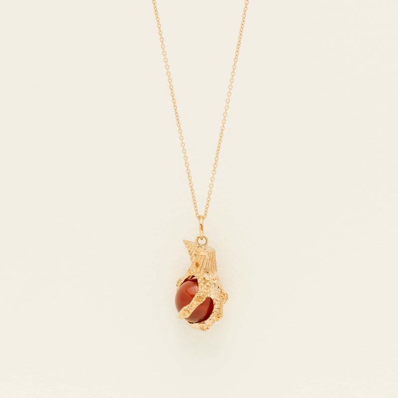 Deja Vu 9ct Yellow Gold Eagle Claw with Carnelian Pendant - Necklace - Walker & Hall