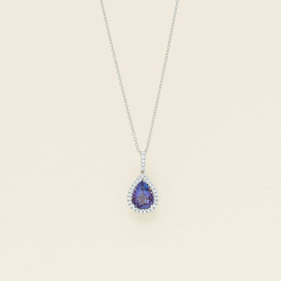 18ct White Gold 1.70ct Tanzanite Diamond Sierra Pendant