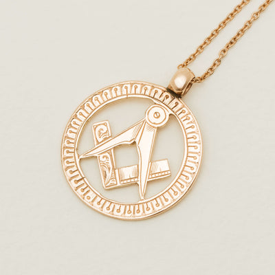Deja Vu 9ct Rose Gold Masonic Pendant With Chain - Necklace - Walker & Hall