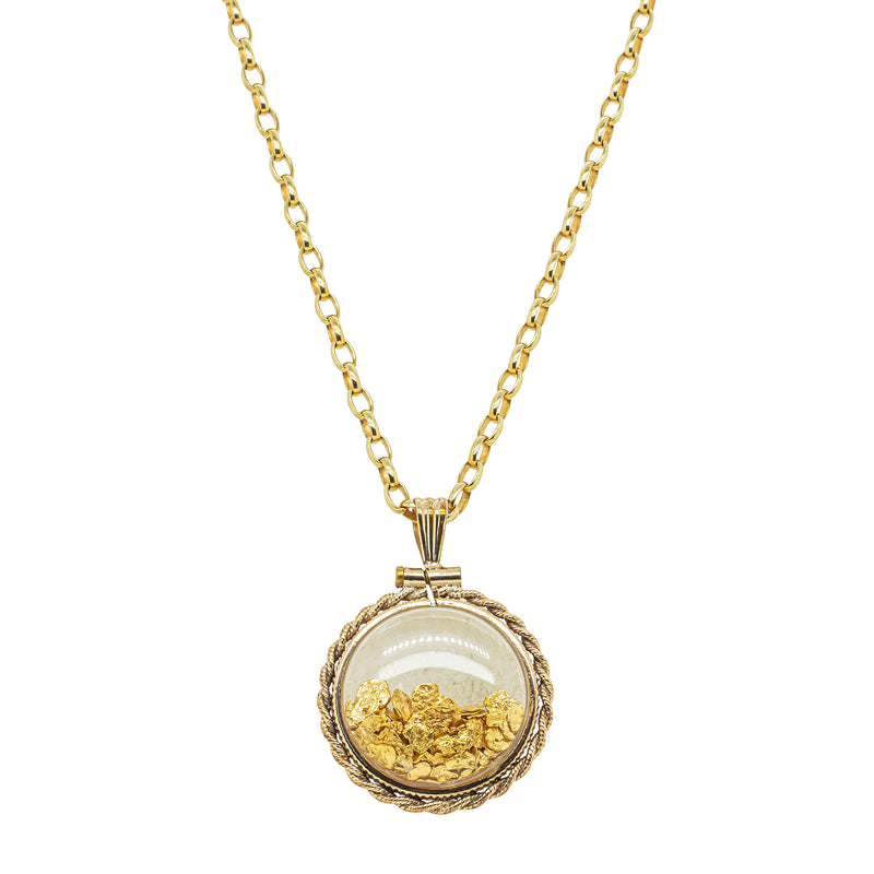 Déjà Vu 9ct Yellow Gold Pendant with 23ct Alluvial Gold-Necklace-Walker & Hall