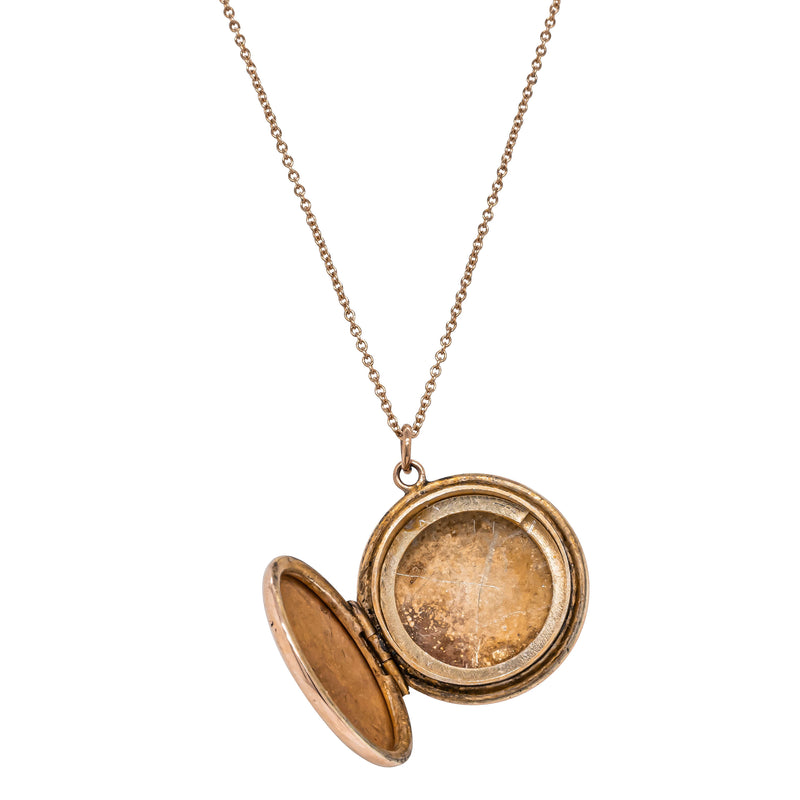Deja Vu 9ct Rose Gold Round Locket with Shamrock - Necklace - Walker & Hall