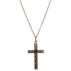 Deja Vu 9ct Rose Gold Hatched Patterned Cross Pendant - Necklace - Walker & Hall