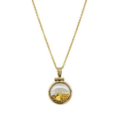 Deja Vu 14ct Yellow Gold Pendant with 22ct Gold Flakes - Necklace - Walker & Hall