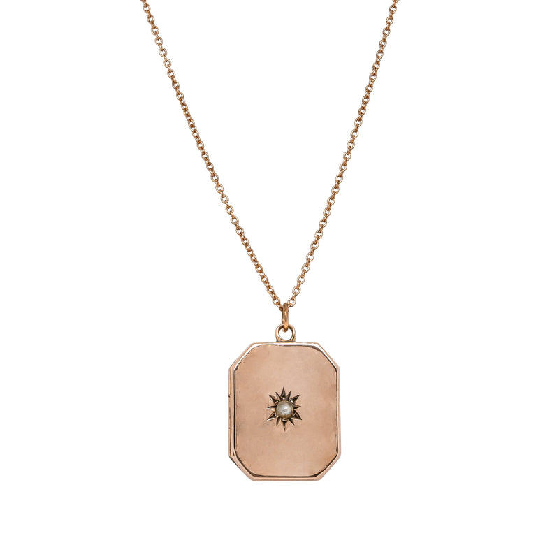 Vintage 9ct Rose Gold Seed Pearl Set Locket - Necklace - Walker & Hall
