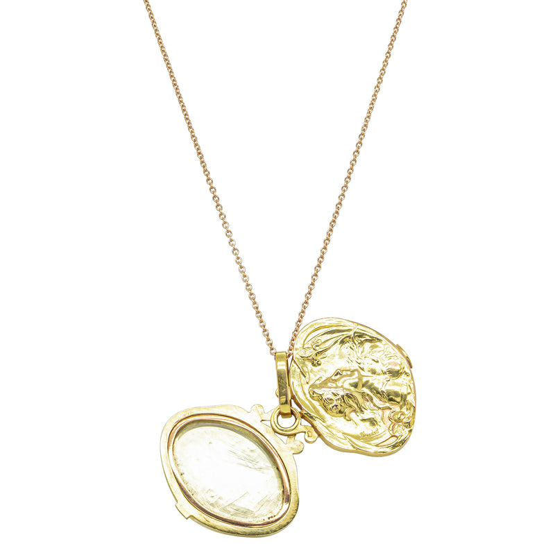 Vintage 18ct Yellow Gold Louis Diolot Belle Epoque Locket - Necklace - Walker & Hall