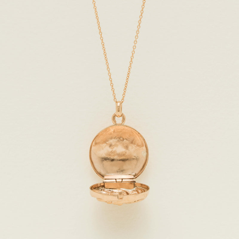 Deja Vu 9ct Rose Gold Swirl Locket with Chain - Necklace - Walker & Hall