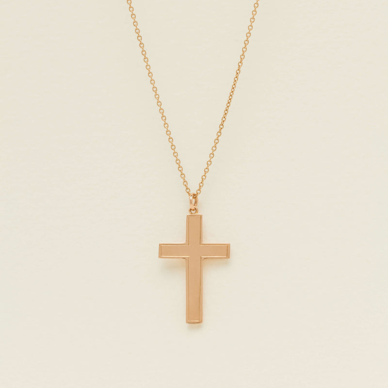Deja Vu 9ct Rose Gold Bordered Cross Pendant - Necklace - Walker & Hall